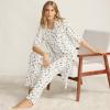 Lands’ End Women’s Brushed Cozy Waffle Jersey 3 Piece Pajama Set – Tank Top Pant and Robe(Ivory Holly)