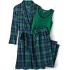 Lands’ End Women’s Brushed Cozy Waffle Jersey 3 Piece Pajama Set – Tank Top Pant and Robe(Light Emerald Blackwatch)