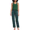 Lands’ End Women’s Brushed Cozy Waffle Jersey 3 Piece Pajama Set – Tank Top Pant and Robe(Light Emerald Blackwatch)