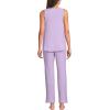 Lands’ End Women’s Brushed Cozy Waffle Jersey 3 Piece Pajama Set – Tank Top Pant and Robe(Whisper Lilac)