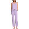Lands’ End Women’s Brushed Cozy Waffle Jersey 3 Piece Pajama Set – Tank Top Pant and Robe(Whisper Lilac)