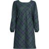 Lands’ End Women’s Brushed Flannel Scoop Neck Long Sleeve Above Knee Dress(Deep Forest Blackwatch Plaid)
