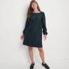 Lands’ End Women’s Brushed Flannel Scoop Neck Long Sleeve Above Knee Dress(Deep Forest Blackwatch Plaid)
