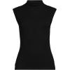 Lands’ End Women’s Cap Sleeve Drapey Rib Fitted Funnel Neck Tank(Black)