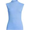 Lands’ End Women’s Cap Sleeve Drapey Rib Fitted Funnel Neck Tank(Clear Blue Sky)