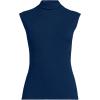 Lands’ End Women’s Cap Sleeve Drapey Rib Fitted Funnel Neck Tank(Deep Sea Navy)