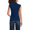 Lands’ End Women’s Cap Sleeve Drapey Rib Fitted Funnel Neck Tank(Deep Sea Navy)