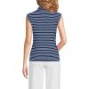 Lands’ End Women’s Cap Sleeve Drapey Rib Fitted Funnel Neck Tank(Deep Sea Navy/Ivory Stripe)