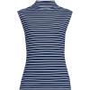Lands’ End Women’s Cap Sleeve Drapey Rib Fitted Funnel Neck Tank(Deep Sea Navy/Ivory Stripe)