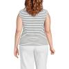 Lands’ End Women’s Cap Sleeve Drapey Rib Fitted Funnel Neck Tank(Ivory/Deep Sea Navy Stripe)