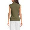 Lands’ End Women’s Cap Sleeve Drapey Rib Fitted Funnel Neck Tank(Olive Drab)