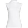 Lands’ End Women’s Cap Sleeve Drapey Rib Fitted Funnel Neck Tank(White)