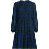 Lands’ End Women’s Chiffon Above The Knee Adjustable Dress(Cobalt Blackwatch Plaid)