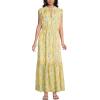 Lands’ End Women’s Chiffon Maxi Dress with Ruffle Detail(Golden Candle Light Floral)