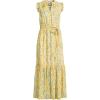 Lands’ End Women’s Chiffon Maxi Dress with Ruffle Detail(Golden Candle Light Floral)