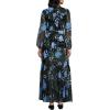 Lands’ End Women’s Chiffon Tiered Long Sleeve Maxi Dress(Evening Forest Painted Floral)
