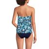 Lands’ End Women’s Chlorine Resistant Mesh Bandeau High Leg Fauxkini One Piece Swimsuit(Deep Sea Navy Graphic Floral)