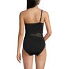 Lands’ End Women’s Chlorine Resistant Smoothing Control Mesh High Leg One Shoulder One Piece Swimsuit(Black)