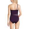 Lands’ End Women’s Chlorine Resistant Smoothing Control Mesh High Leg One Shoulder One Piece Swimsuit(Blackberry)