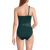Lands’ End Women’s Chlorine Resistant Smoothing Control Mesh High Leg One Shoulder One Piece Swimsuit(Deep Balsam)