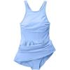Lands’ End Women’s Chlorine Resistant Tugless High Neck Swim Dress One Piece Swimsuit(Clear Blue Sky)