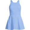Lands’ End Women’s Chlorine Resistant Tugless High Neck Swim Dress One Piece Swimsuit(Clear Blue Sky)