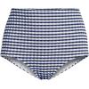 Lands’ End Women’s Chlorine Resistant Tummy Control Tugless High Waisted Bikini Swim Bottoms(Deep Sea Navy/White Gingham)