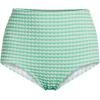Lands’ End Women’s Chlorine Resistant Tummy Control Tugless High Waisted Bikini Swim Bottoms(Wintergreen/White Gingham)