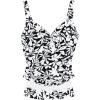 Lands’ End Women’s Chlorine Resistant Wrap Tankini Swimsuit Top(Black Havana Floral)