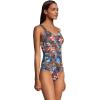 Lands’ End Women’s Chlorine Resistant Wrap Tankini Swimsuit Top(Deep Sea Navy Tropic Palm)