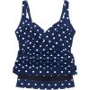 Lands’ End Women’s Chlorine Resistant Wrap Tankini Swimsuit Top(Deep Sea Polka Dot)