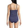 Lands’ End Women’s Chlorine Resistant Wrap Tankini Swimsuit Top(Deep Sea Polka Dot)