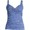 Lands’ End Women’s Chlorine Resistant Wrap Tankini Swimsuit Top(Electric Blue Botanical Check)