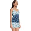 Lands’ End Women’s Chlorine Resistant Wrap Tankini Swimsuit Top(Navy/White Jacobean Mix)