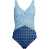 Lands’ End Women’s Chlorine Resistant Wrap Tankini Swimsuit Top(Navy/White Mosaic Mini Tile)
