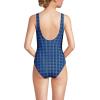 Lands’ End Women’s Chlorine Resistant Wrap Tankini Swimsuit Top(Navy/White Mosaic Mini Tile)