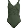 Lands’ End Women’s Chlorine Resistant Wrap Tankini Swimsuit Top(Rich Olive Green)