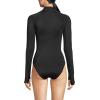 Lands’ End Women’s Chlorine Resistant Zip Front Long Sleeve Tugless Sporty One Piece Swimsuit(Black)