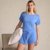 Lands’ End Women’s Cooling 2 Piece Pajama Set – Short Sleeve Tee and Shorts(Crisp Blue)