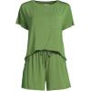 Lands’ End Women’s Cooling 2 Piece Pajama Set – Short Sleeve Tee and Shorts(Valley Green)