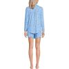 Lands’ End Women’s Cooling 3 Piece Pajama Set – Long Sleeve Top Cami and Shorts(Clear Blue Sky Skiers)