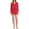 Lands’ End Women’s Cooling 3 Piece Pajama Set – Long Sleeve Top Cami and Shorts(Compass Red Pin Dot)