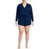 Lands’ End Women’s Cooling 3 Piece Pajama Set – Long Sleeve Top Cami and Shorts(Deep Sea Navy)