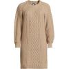 Lands’ End Women’s Cotton Blend Cable Crew Neck Sweater Dress(French Pecan Heather)
