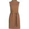 Lands’ End Women’s Cotton Blend Short Sleeve Mock Neck Sweater Dress(Warm Tawny Brown)