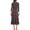 Lands’ End Women’s Cotton Modal 3/4 Sleeve Vneck Wrap Dress(Black Multi Floral)