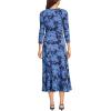 Lands’ End Women’s Cotton Modal 3/4 Sleeve Vneck Wrap Dress(Deep Sea Navy Wildflowers)