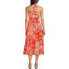 Lands’ End Women’s Cotton Modal Halter Midi Dress(Mandarin Orange Etched Leaves)