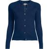 Lands’ End Women’s Cotton Pointelle Satin Trim Cardigan Sweater(Deep Sea Navy)