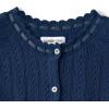 Lands’ End Women’s Cotton Pointelle Satin Trim Cardigan Sweater(Deep Sea Navy)